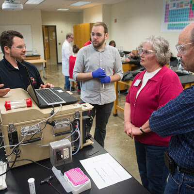 Donors touring Illinois State lab